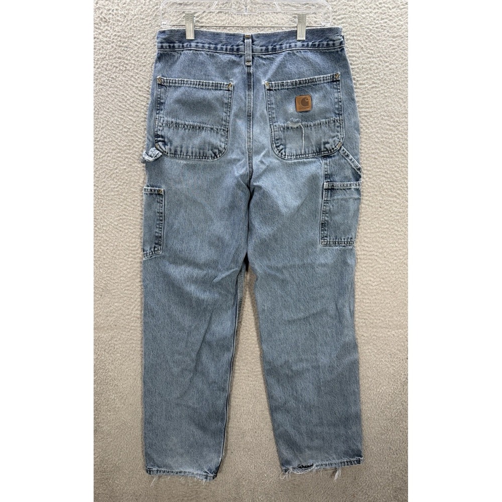 Carhartt Jeans Mens 31x32 Blue Loose Carpenter Workwear Grunge Skater B13 DPS